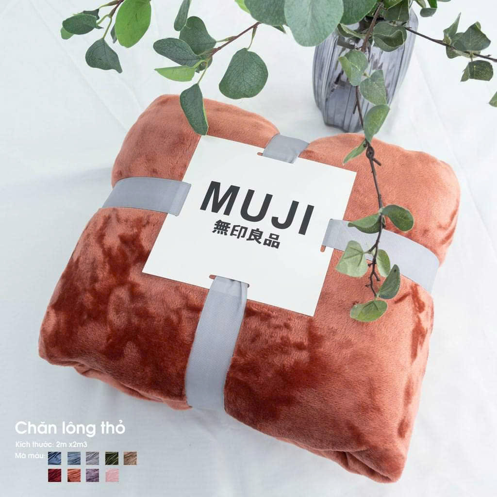 Chăn Mền lông tuyết Muji cao cấp size 2m x 2m2 àm từ lông thỏ và nỉ nhung tạo sợ nhỏ, mật độ sợ dày đặc tạo lên chiếc chăn cực kỳ mền mại, nhẹ nhàng, giữ nhiệt tốt- KHÔNG CÓ TÚI ĐỰNG [BH: NONE]