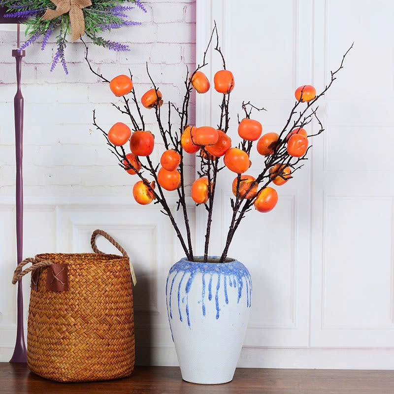 1 nhánh quả hồng giả trang trí TẾT, decor quán, nhà [BH: NONE]