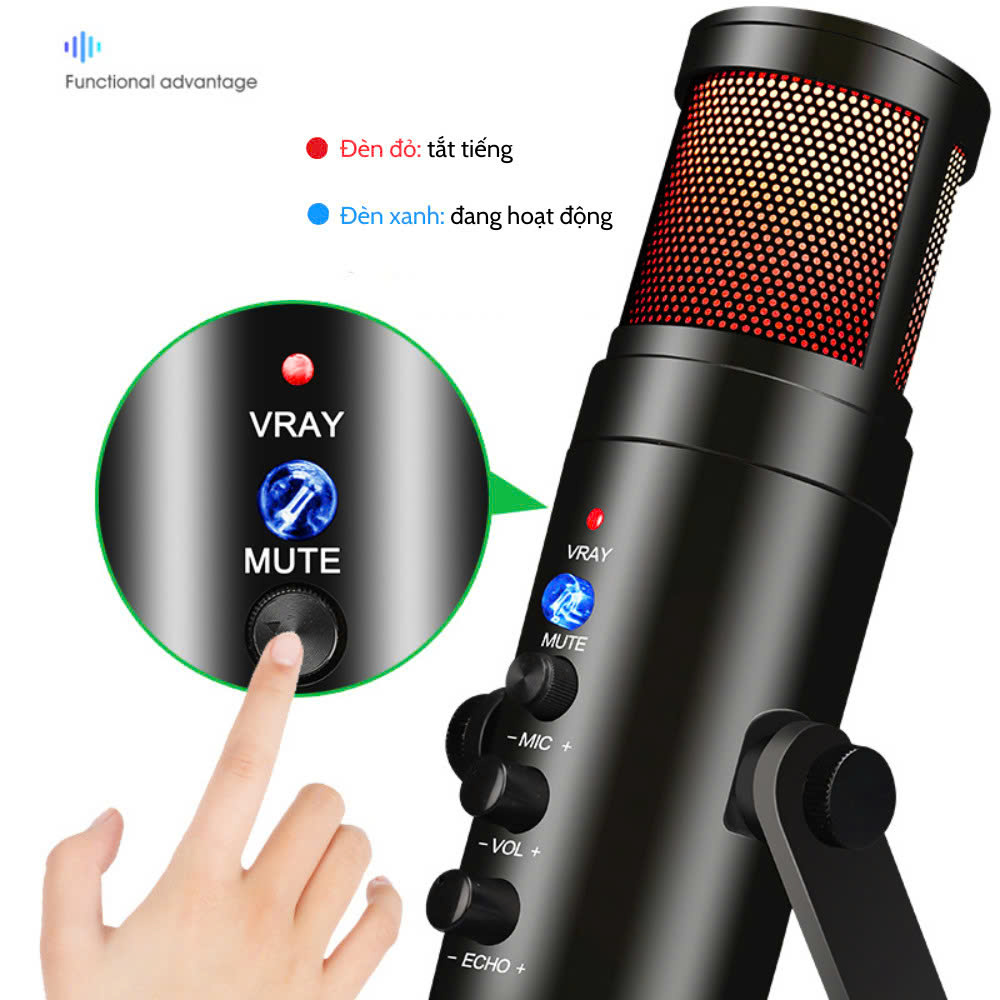 Miccro thu âm Livestream  MU-900 phiên bản 2024 có Leđ RGB [BH: 3 THÁNG]