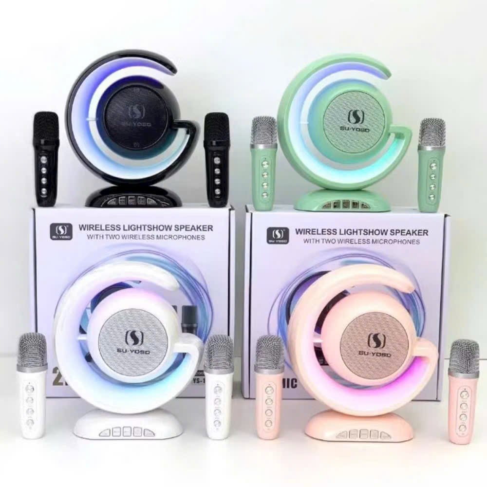 Loa bluetooth Karaoke YS-110 mẫu chữ G có đèn led siêu đẹp kèm 2 micro không dây [Bh 3 Tháng]