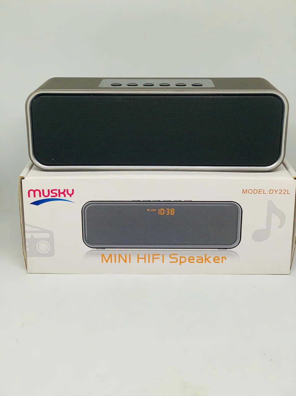 Loa bluetooth MUSKY DY22L mẫu loa dài siêu đẹp kèm đèn led hiển thị đồng hồ [BH 3 Tháng]