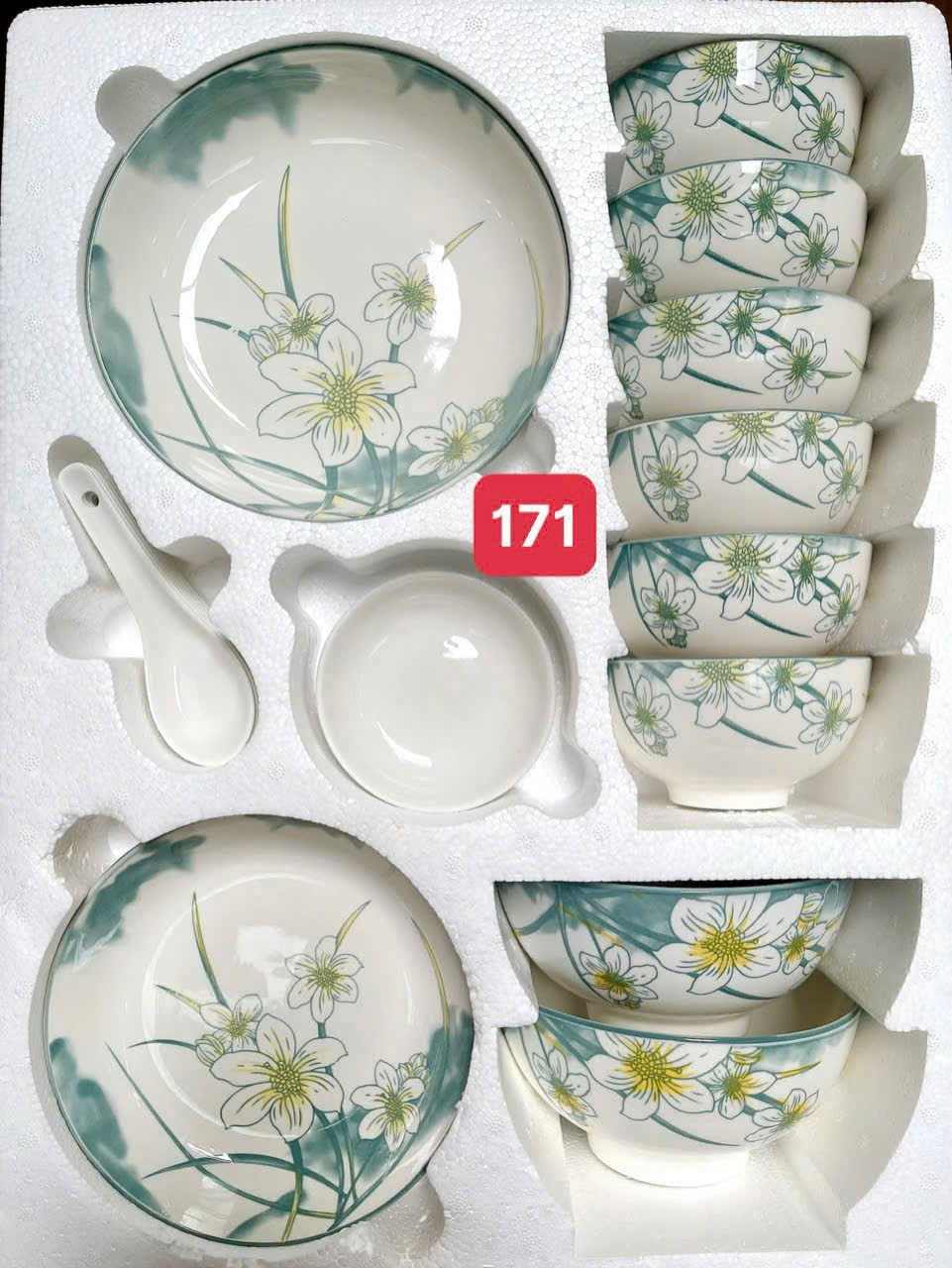 Bộ chén bát đĩa sứ 11 món NO 171 cao cấp [BH: NONE] 1l9c11
