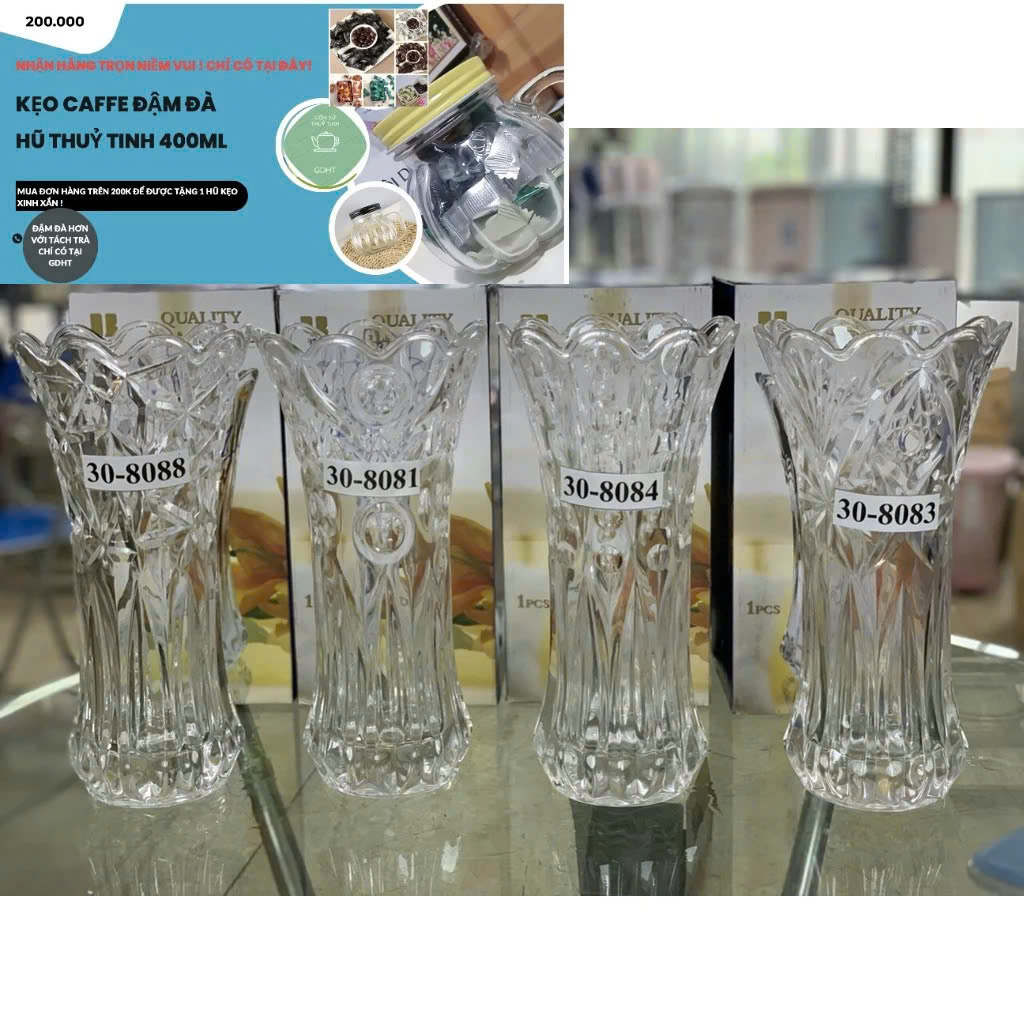 Bình cắm hoa thủy tinh DELISOGA  SIZE 25CM- MẪU NGẪU NHIÊN [BH: NONE] 1l1d11