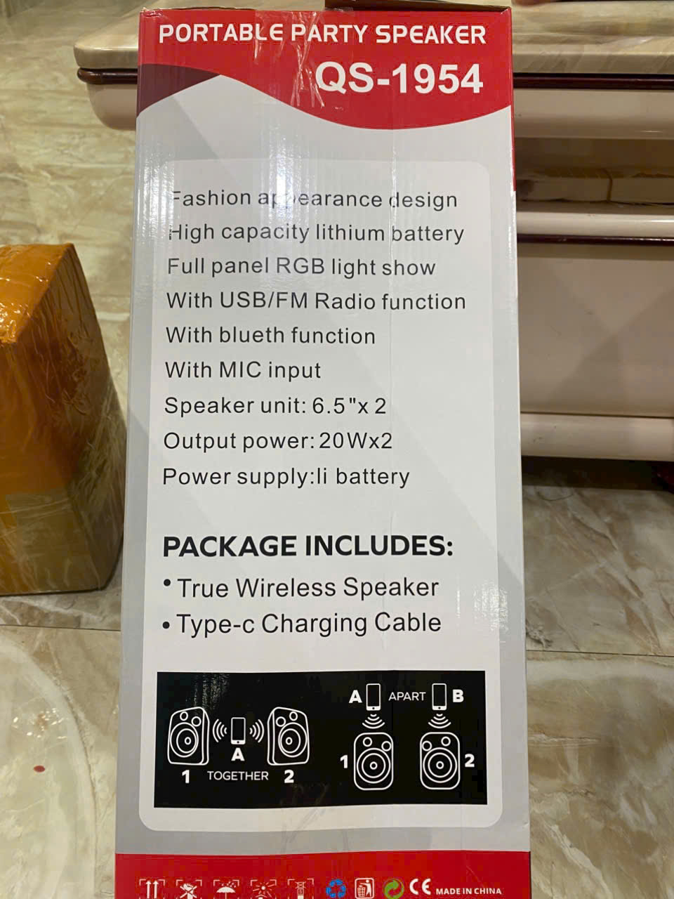 Loa bluetooth mẫu loa kéo KIMISO QS1945 TWS có led siêu đẹp (Không kèm micro) [BH 6 Tháng]