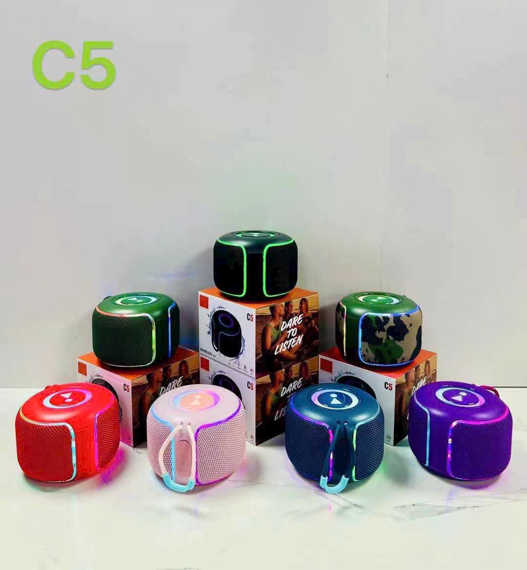Loa bluetooth C5 Dare To Lisen mẫu mới có led siêu đẹp kèm móc treo [BH 6 Tháng]