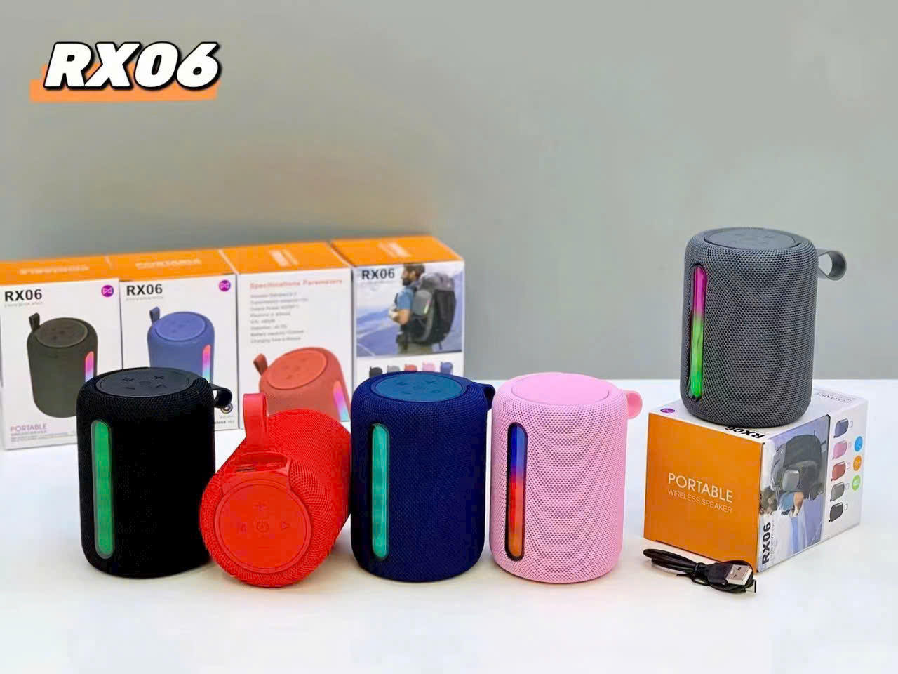 Loa bluetooth RX06 mẫu mới kèm dãy led siêu đẹp có móc treo tiện lợi [BH 6 Tháng]
