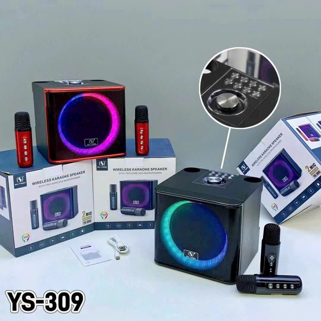 Loa bluetooth karaoke YS-309 kèm 2 micro siêu hay có led cực đẹp chính hãng [BH 6 Tháng]