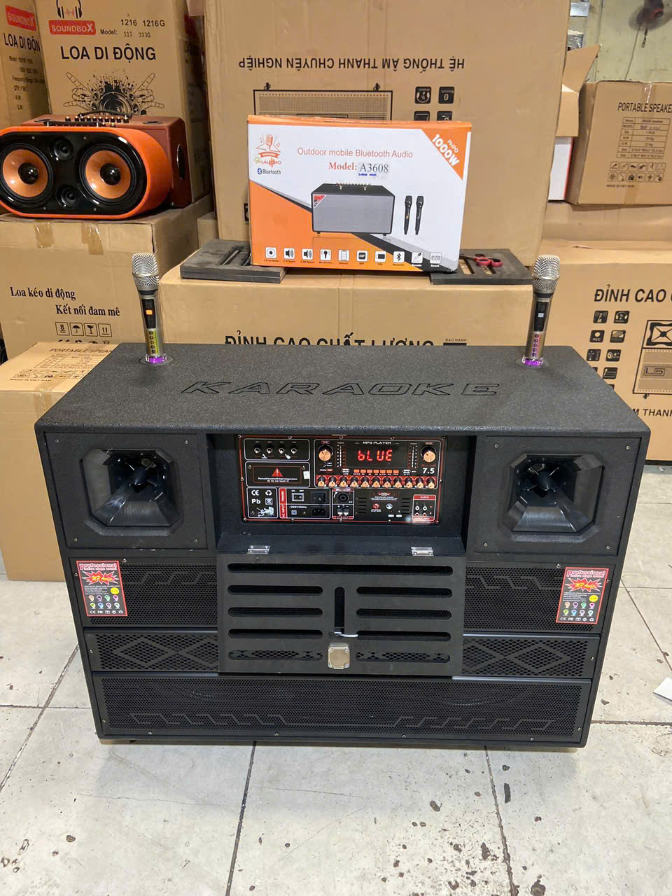 Loa bluetooth karaoke Soundbox 215K Bass 40 đôi cao cấp [BH 6 Tháng]