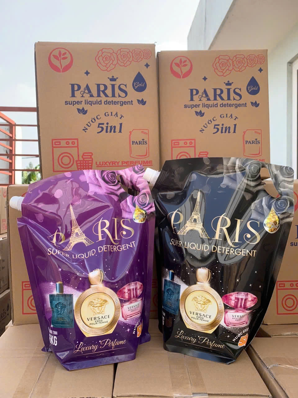 Thùng 2 túi nước giặt xã 5IN1 Paris (3.6kg/1 túi) hương nước hoa [BH: NONE]