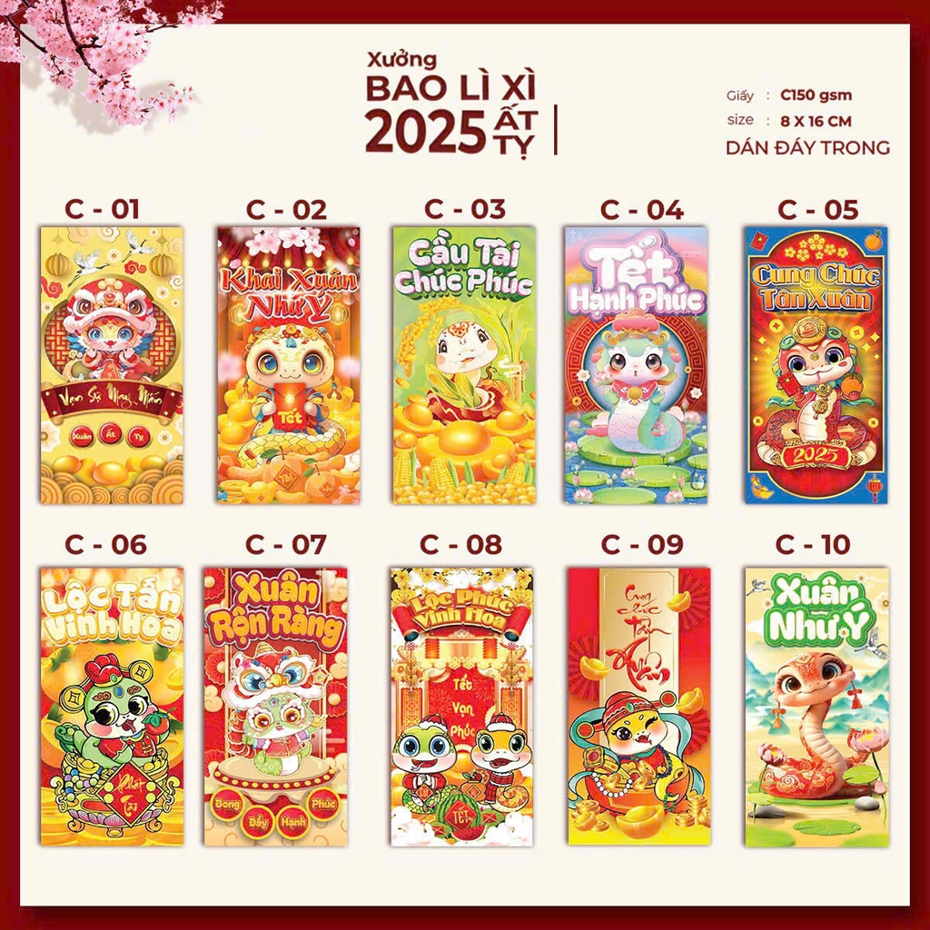 Combo 100 bao lì xì TẾT 2025 - MẪU NGẪU NHIÊN [BH: NONE]