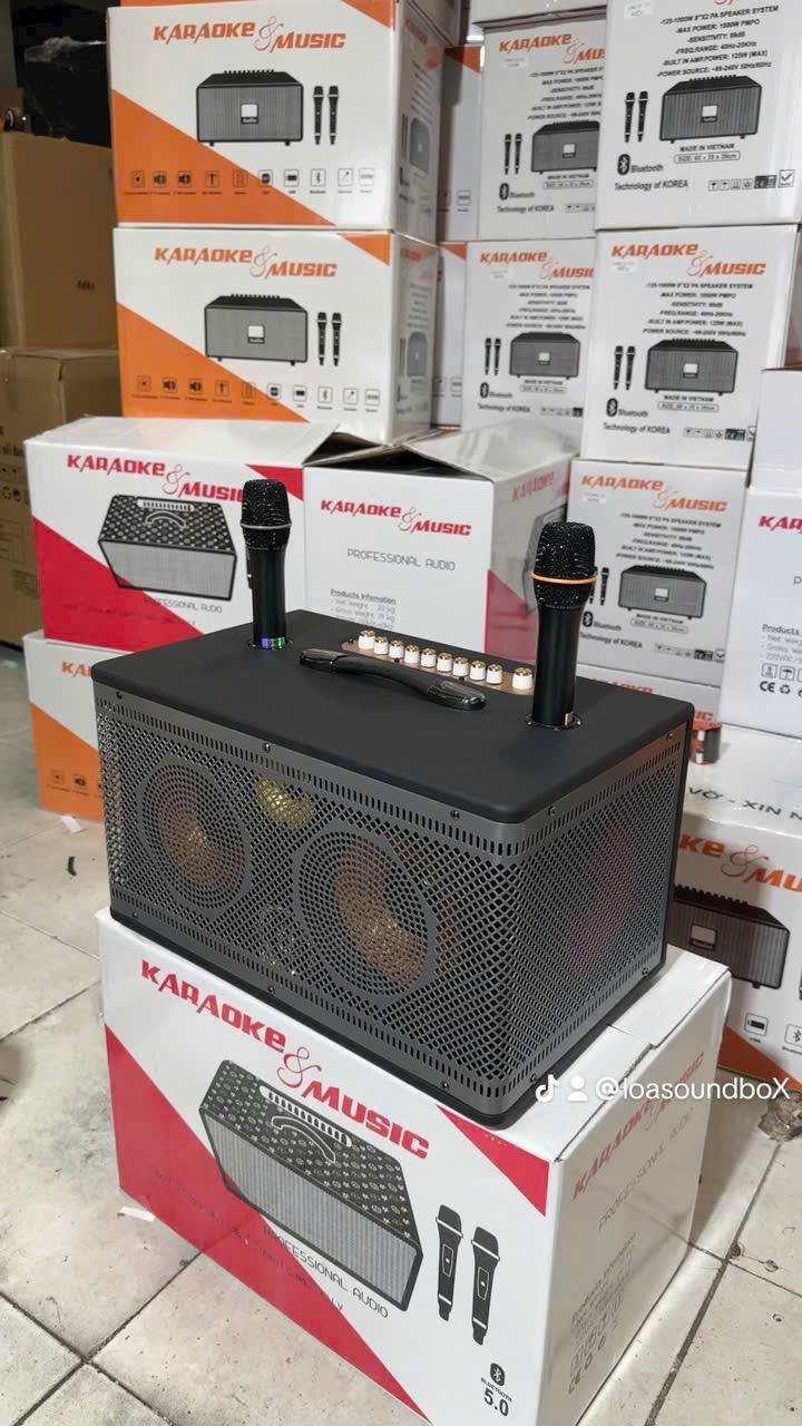 Loa bluetooth karaoke SOUNDBOX S91 bọc da cao cấp kèm 2 micro siêu hay [BH 1 Năm]