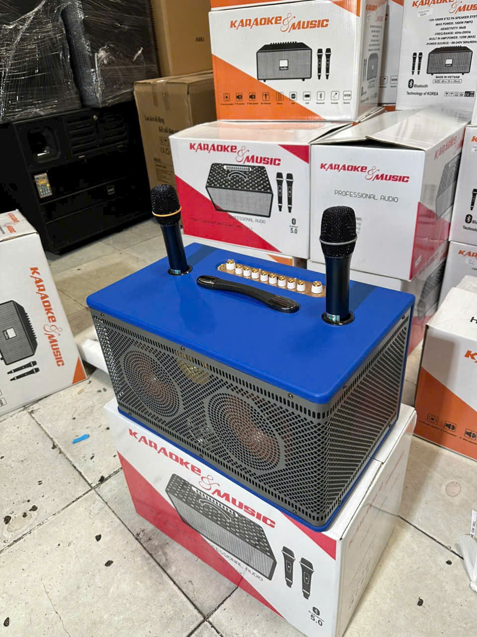 Loa bluetooth karaoke SOUNDBOX S91 bọc da cao cấp kèm 2 micro siêu hay [BH 1 Năm]