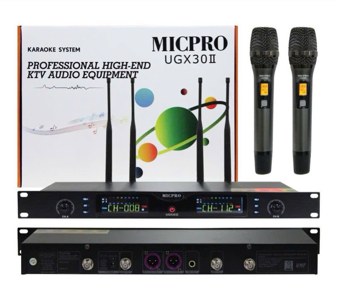 Bộ 2 micro đa năng không dây MICPRO UGX30II mẫu mới siêu đẹp có hát siêu hay [BH 1 Tháng]