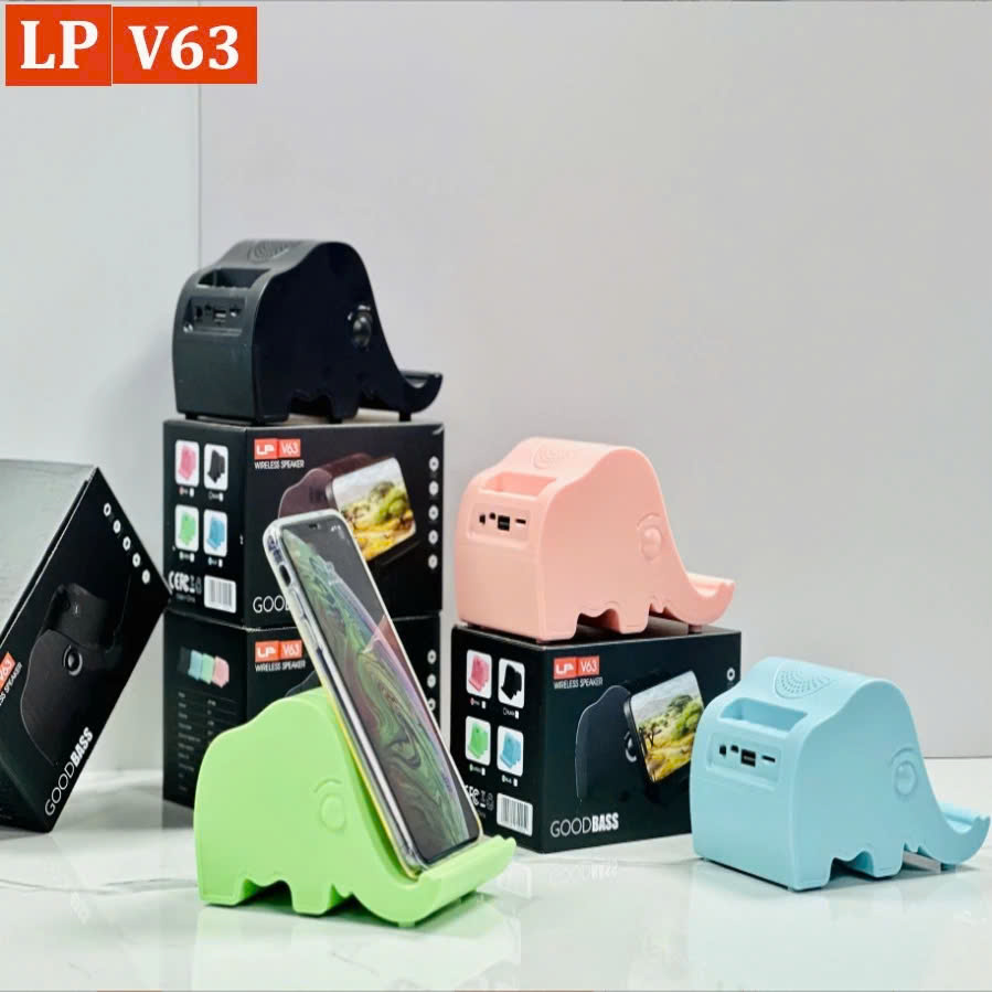 Loa bluetooth không dây LP-V63 hình voi kiêm giá đỡ điện thoại đa năng [Bh 1 Tháng]6l8