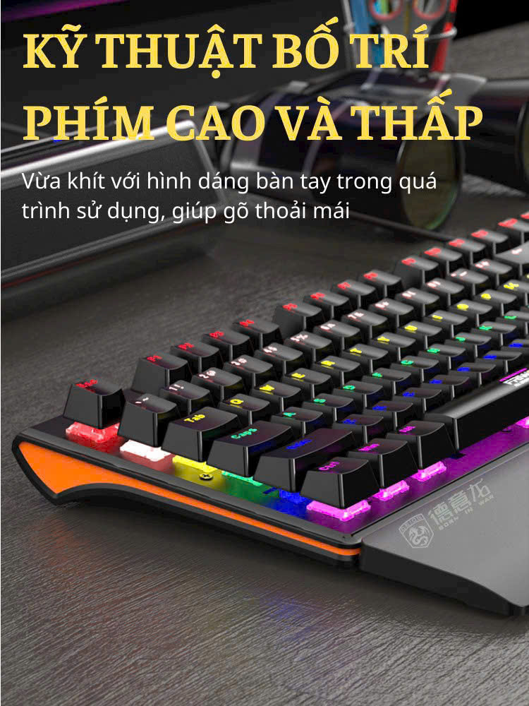 Combo phím chuột cơ Gaming M115 (ĐEN) phím DPI2400 cực nhạy kèm đèn led siêu đẹp [Bh 1 Năm]6l8