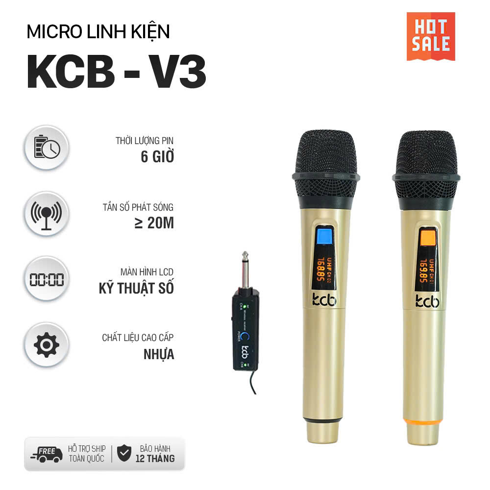 Micro karaoke đa năng không dây KCB- V3 mẫu micro nhựa siêu đẹp hát siêu hay [BH 3 Tháng]