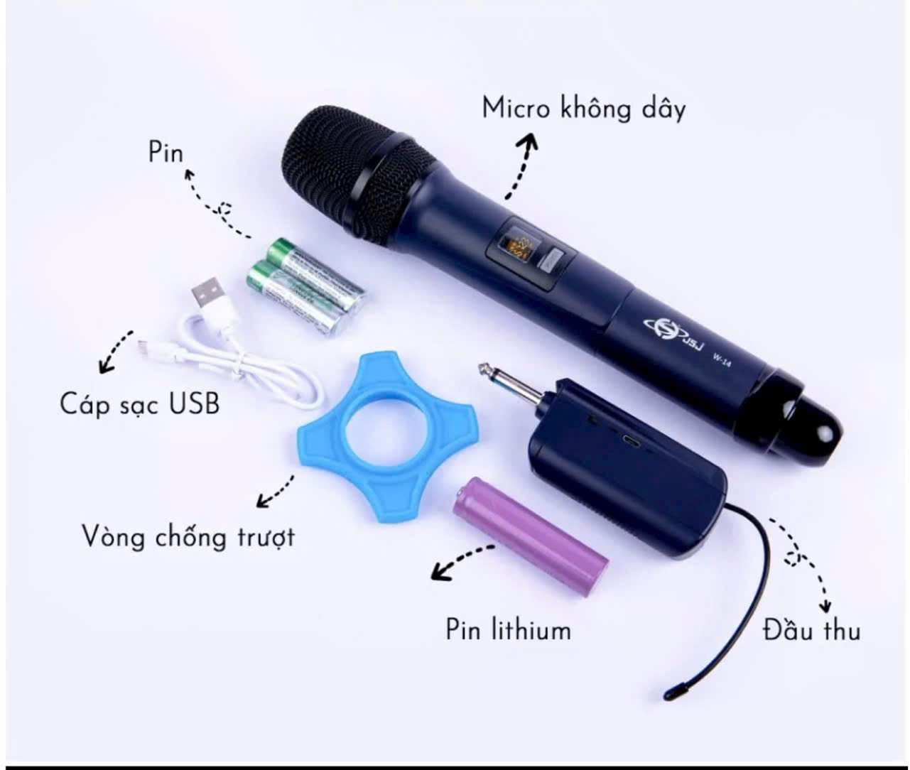 Micro karaoke đa năng không dây JSJ W-14 mẫu mới 1 micro siêu đẹp có hát siêu hay [BH 3 Tháng]