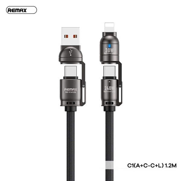 Cáp sạc nhanh 240w REMAX C1 đa năng 4 đầu A+C, A+L, C+C, C+L siêu tiện lợi [BH 1 Năm]