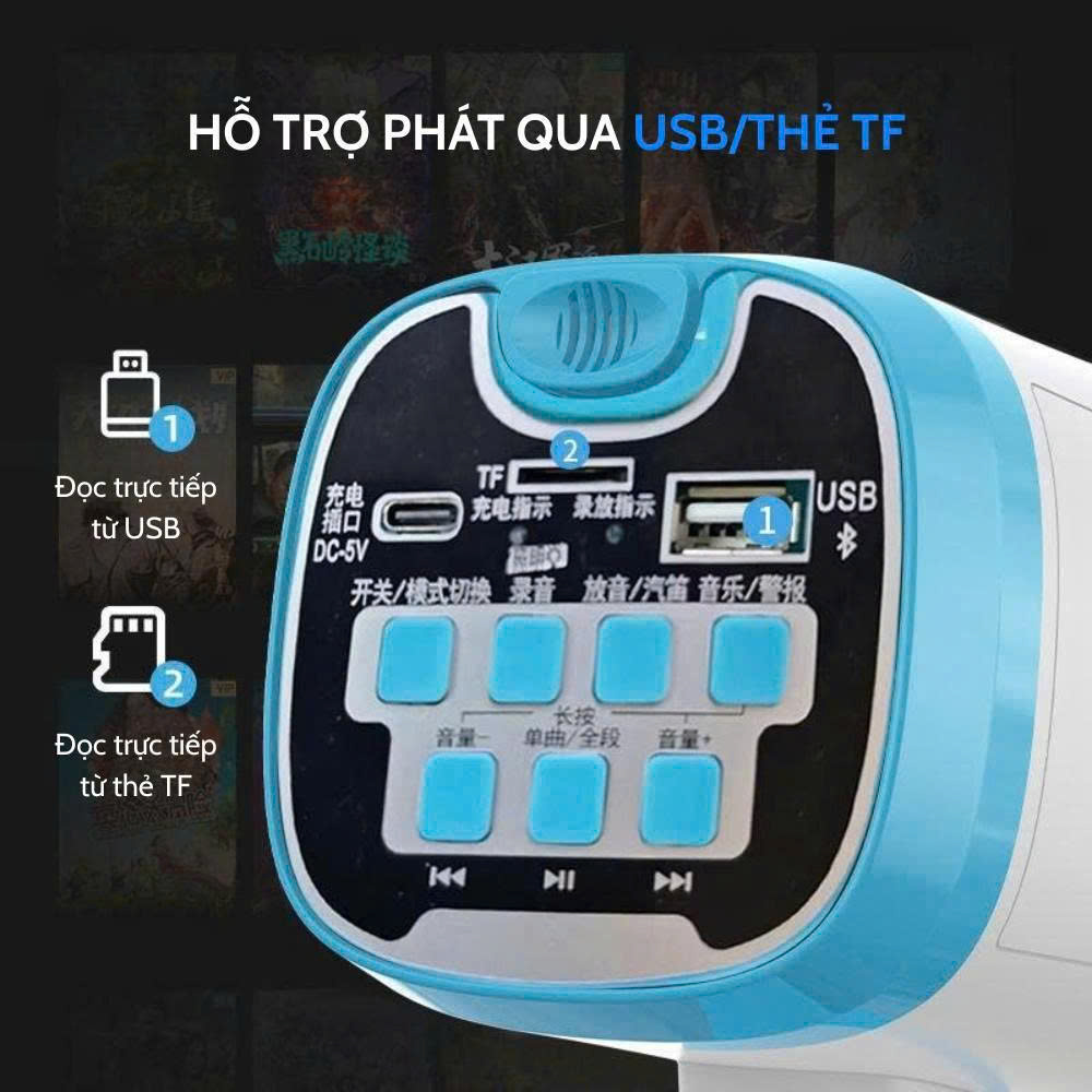 Loa phóng thanh TAHADA 06L (4 pin) có ghi âm mẫu loa có bluetooth công suất 80w chính hãng