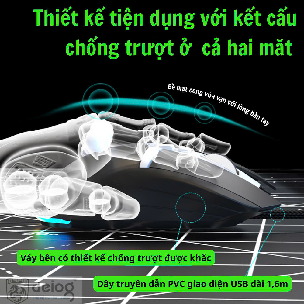 Chuột có dây Gaming DEIOG G502 Macro có led RGB cực đẹp kèm app điều chỉnh giả lập chính hãng