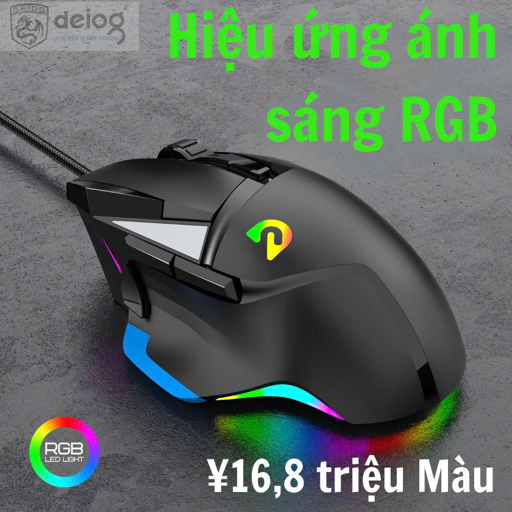 Chuột có dây Gaming DEIOG G502 Macro có led RGB cực đẹp kèm app điều chỉnh giả lập chính hãng