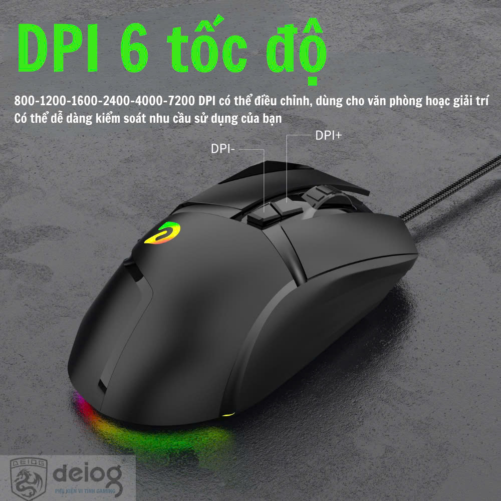 Chuột có dây Gaming DEIOG G502 Macro có led RGB cực đẹp kèm app điều chỉnh giả lập chính hãng
