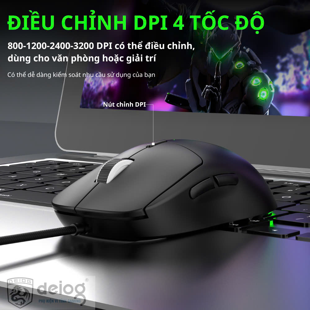 Chuột có dây Gaming DEIOG G602 mẫu thể thao có LED RGB siêu đẹp