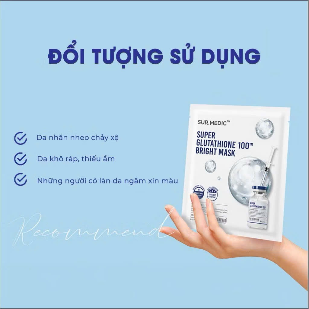 Mặt Nạ Sur.Medic Super Glutathione 100 Bright Truyền Trắng Căng Bóng Da