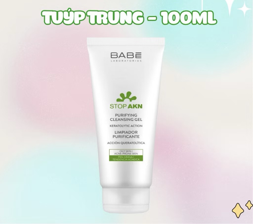 Sữa rửa mặt BABE STOP AKN PURIFYING CLEANSING GEL dịu ên cho làn da mụn
