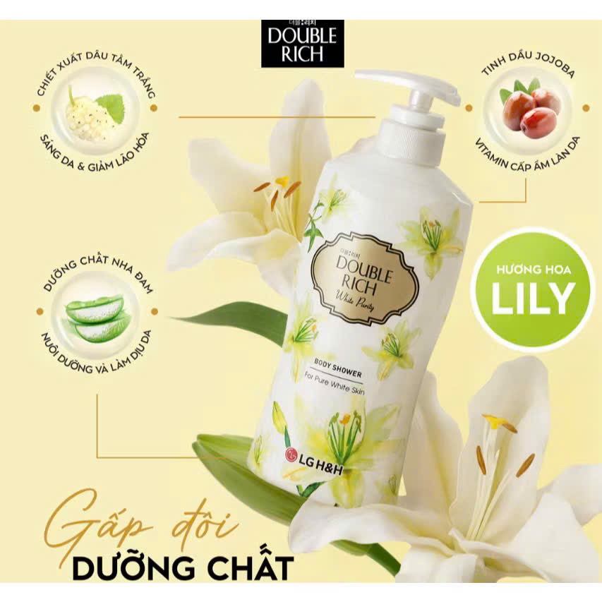 Sữa tắm trắng da Double Rich hương hoa ly