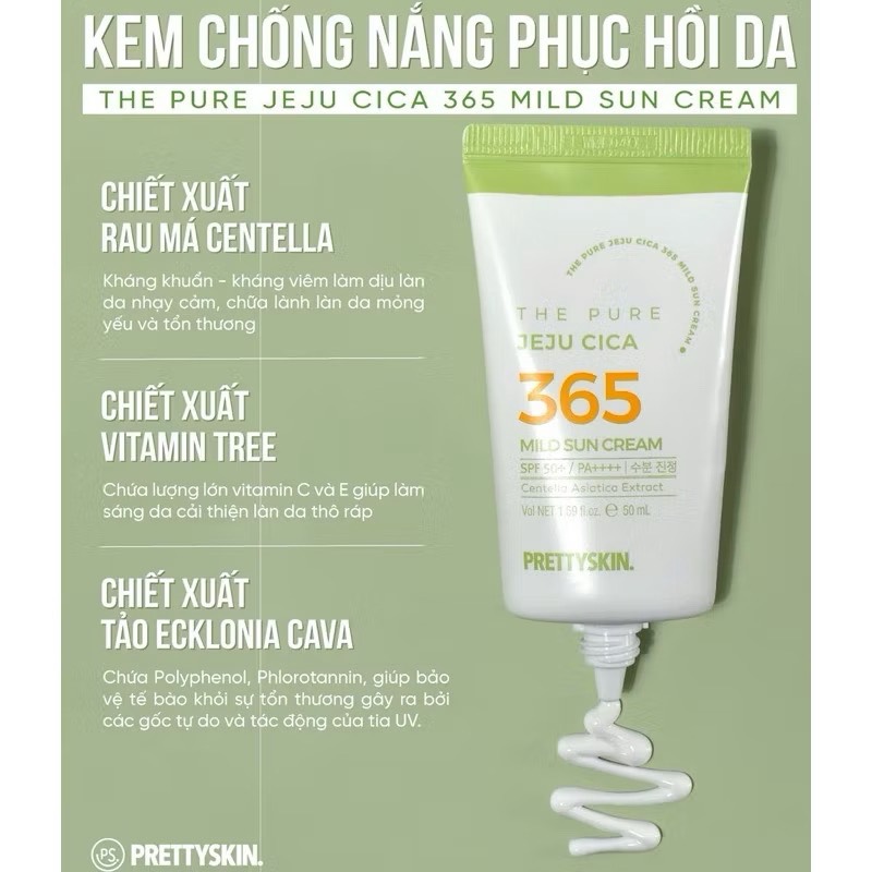Kem Chống Nắng Pretty Skin The Pure Jeju Cica 50ml