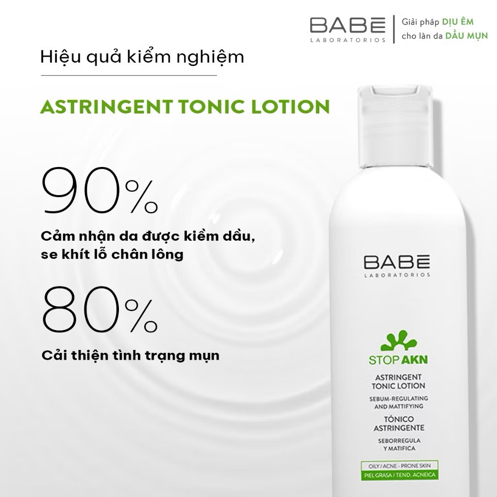 Toner cân bằng da BABE Stop AKN Astringent Tonic Lotion dành cho da dầu mụn 250ml