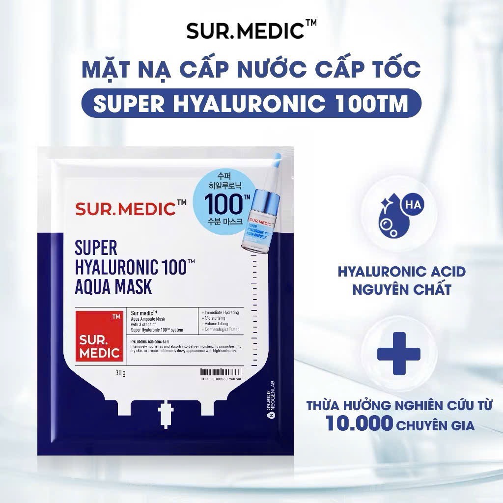 Mặt Nạ Sur.Medic Super Hyaluronic 100 Aqua Cấp Nước