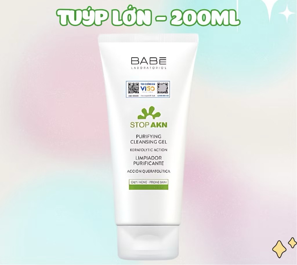 Sữa rửa mặt BABE STOP AKN PURIFYING CLEANSING GEL dịu ên cho làn da mụn