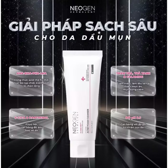 Sữa rửa mặt Neogen làm sạch sâu, hỗ trợ giảm mụn 150ml