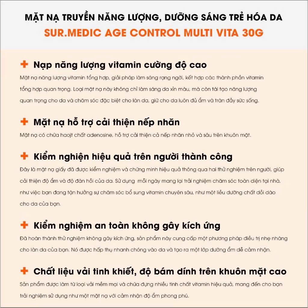 Mặt Nạ Sur.Medic Age Control Multi Vita Cải Thiện Vấn Đề Lão Hoá