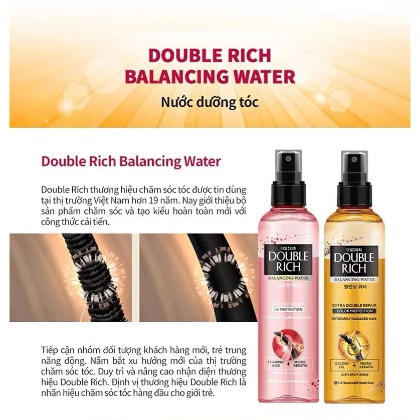 Xịt Dưỡng Tóc Chăm Sóc Tóc Chuyên Sâu Dành Cho Tóc Nhuộm Double Rich Balancing Water 250ml