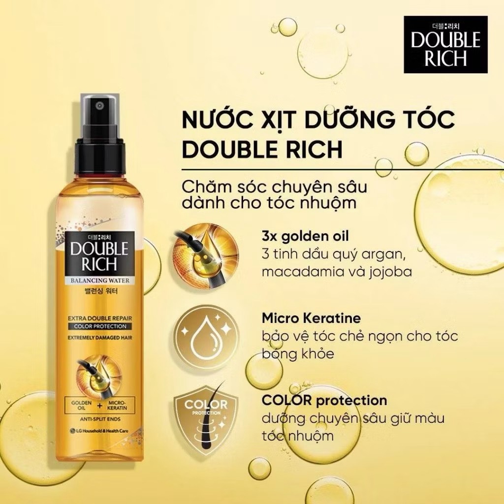 Xịt Dưỡng Tóc Chăm Sóc Tóc Chuyên Sâu Dành Cho Tóc Nhuộm Double Rich Balancing Water 250ml