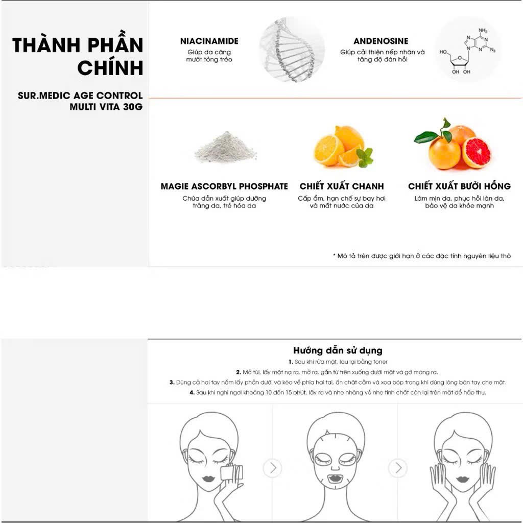 Mặt Nạ Sur.Medic Age Control Multi Vita Cải Thiện Vấn Đề Lão Hoá