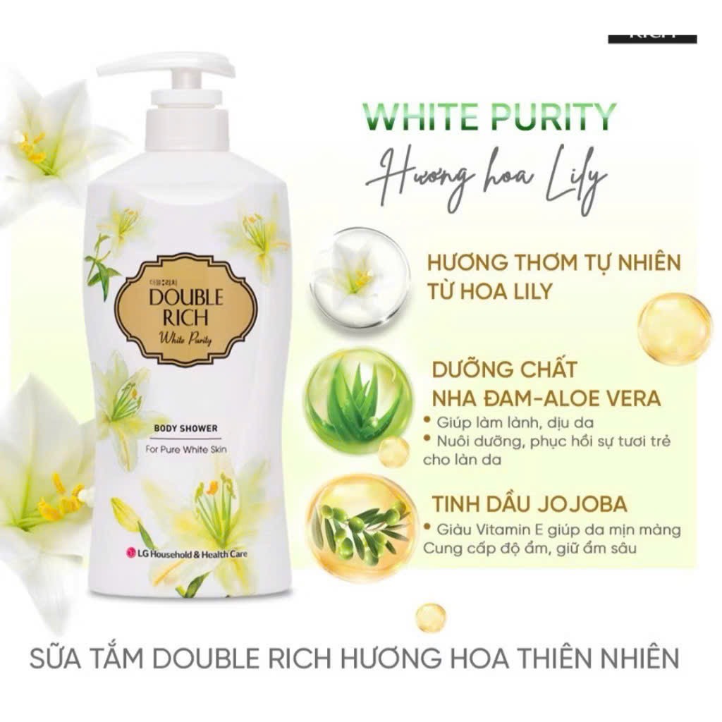 Sữa tắm trắng da Double Rich hương hoa ly