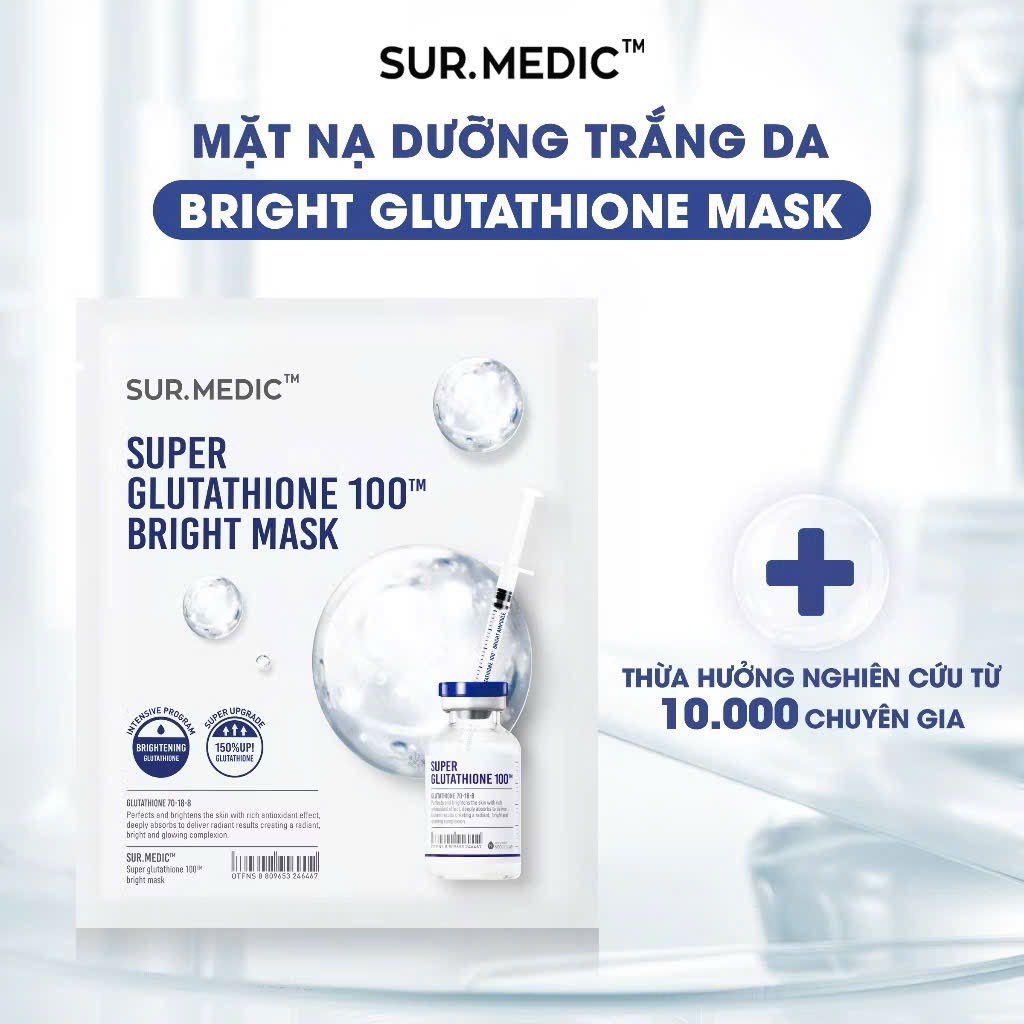 Mặt Nạ Sur.Medic Super Glutathione 100 Bright Truyền Trắng Căng Bóng Da