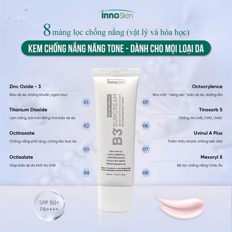 Kem chống nắng Innoskin B3 Suncream SPF50/PA++++