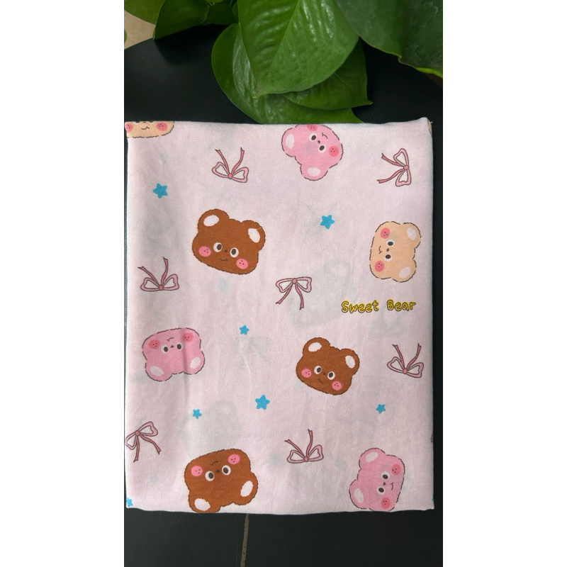 Vải cotton hàn (SLx0.5m khổ 1.6m) đũi lạnh mềm, mát, hút mồ hôi in hình dễ thương