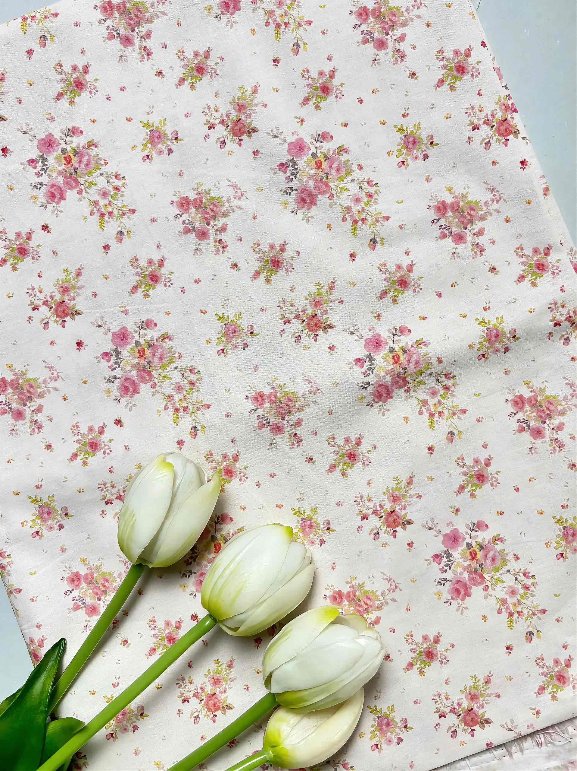 Vải Thô cotton- in hoa, chấm bi, caro, sọc- may đầm, bộ, handmade (dài 1m, khổ 1m45, vải cắt liền)