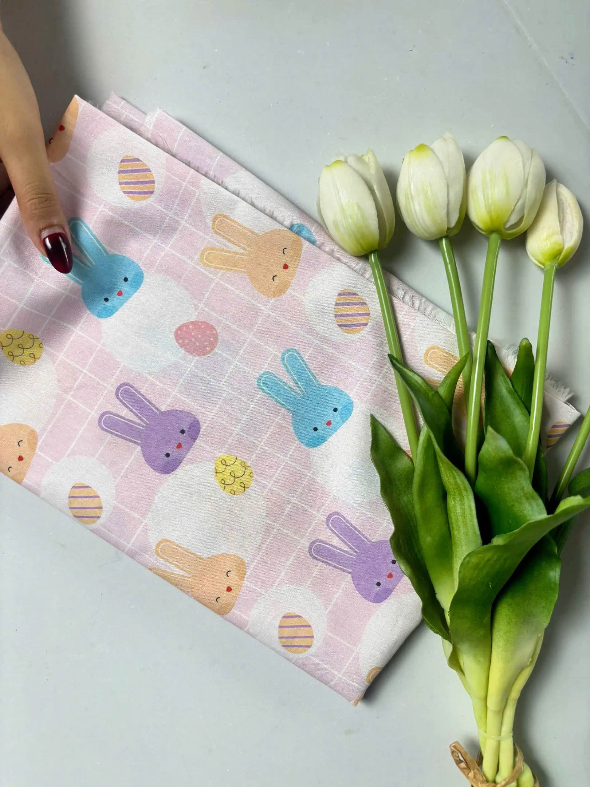 Vải Thô cotton hình động vật, búp bê - may quần áo bé gái, handmade, decor (dài 1m, khổ 1m45, vải cắt liền)