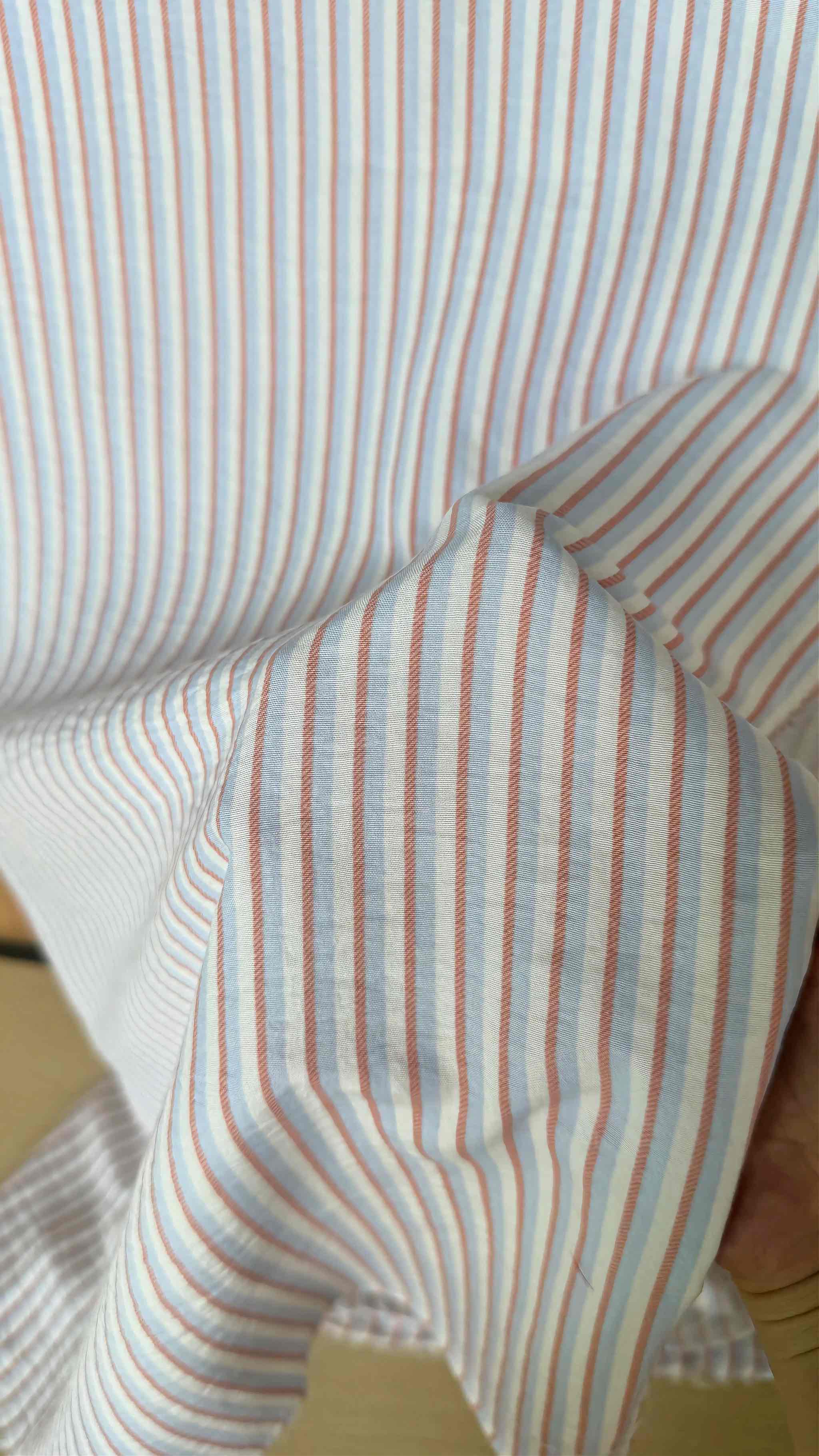 Vải Cotton hàn (đũi lạnh) sọc - may bộ, đầm, handmade, decor (dài 1m, khổ 1m6, vải cắt liền)