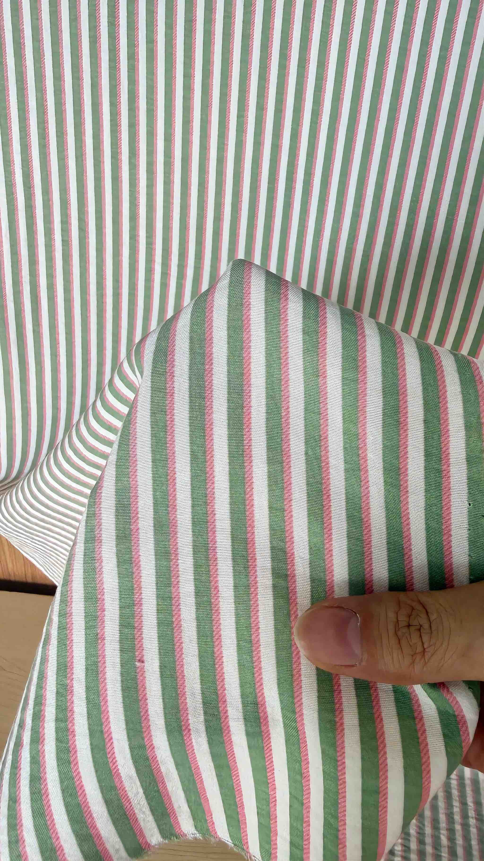 Vải Cotton hàn (đũi lạnh) sọc - may bộ, đầm, handmade, decor (dài 1m, khổ 1m6, vải cắt liền)
