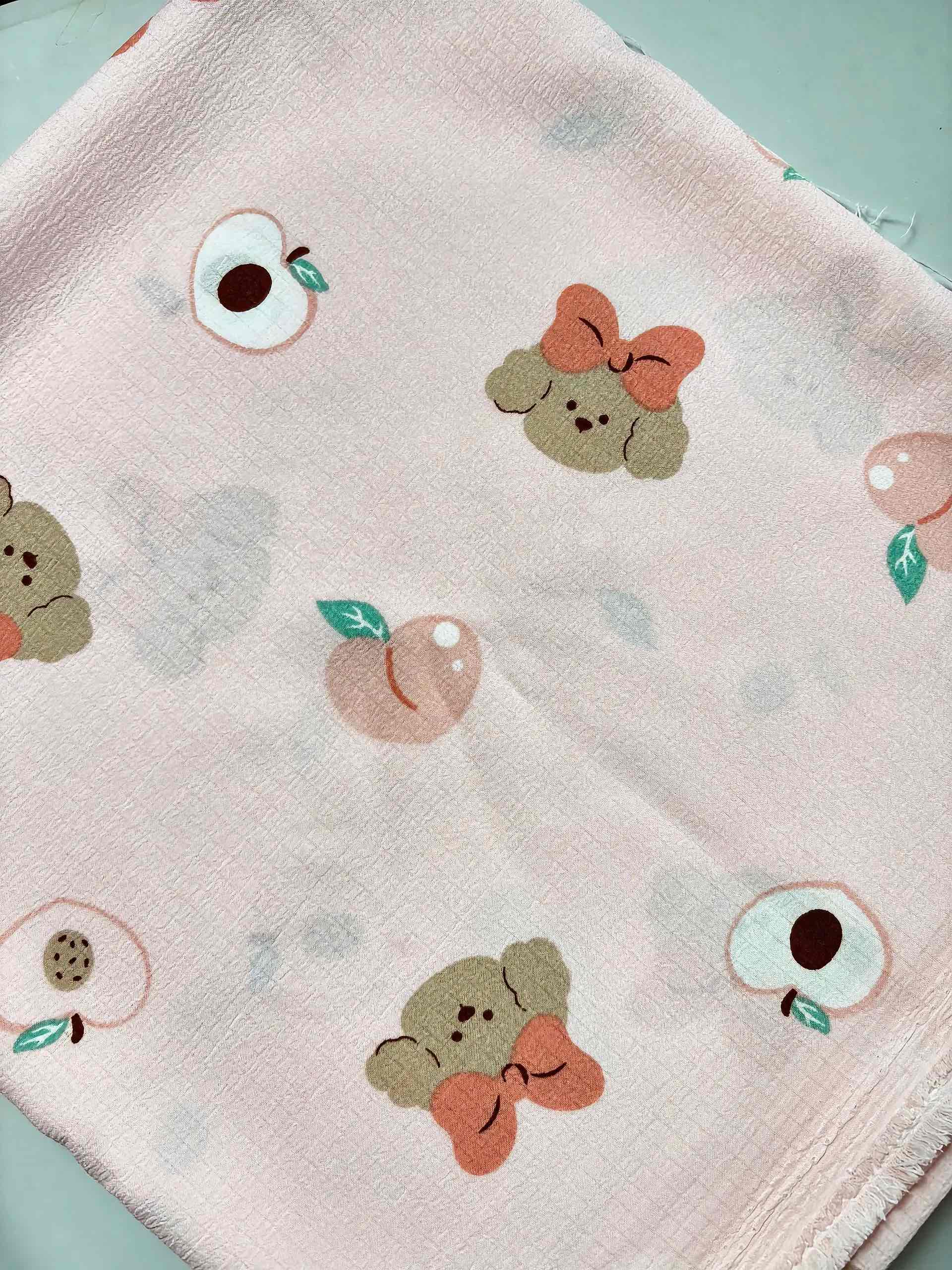 Vải xốp gạo (xốp Thái) - nhiều mẫu in dễ thương - may đồ bộ, đầm trẻ em và người lớn  (dài 1m, khổ 1m5, vải cắt liền)