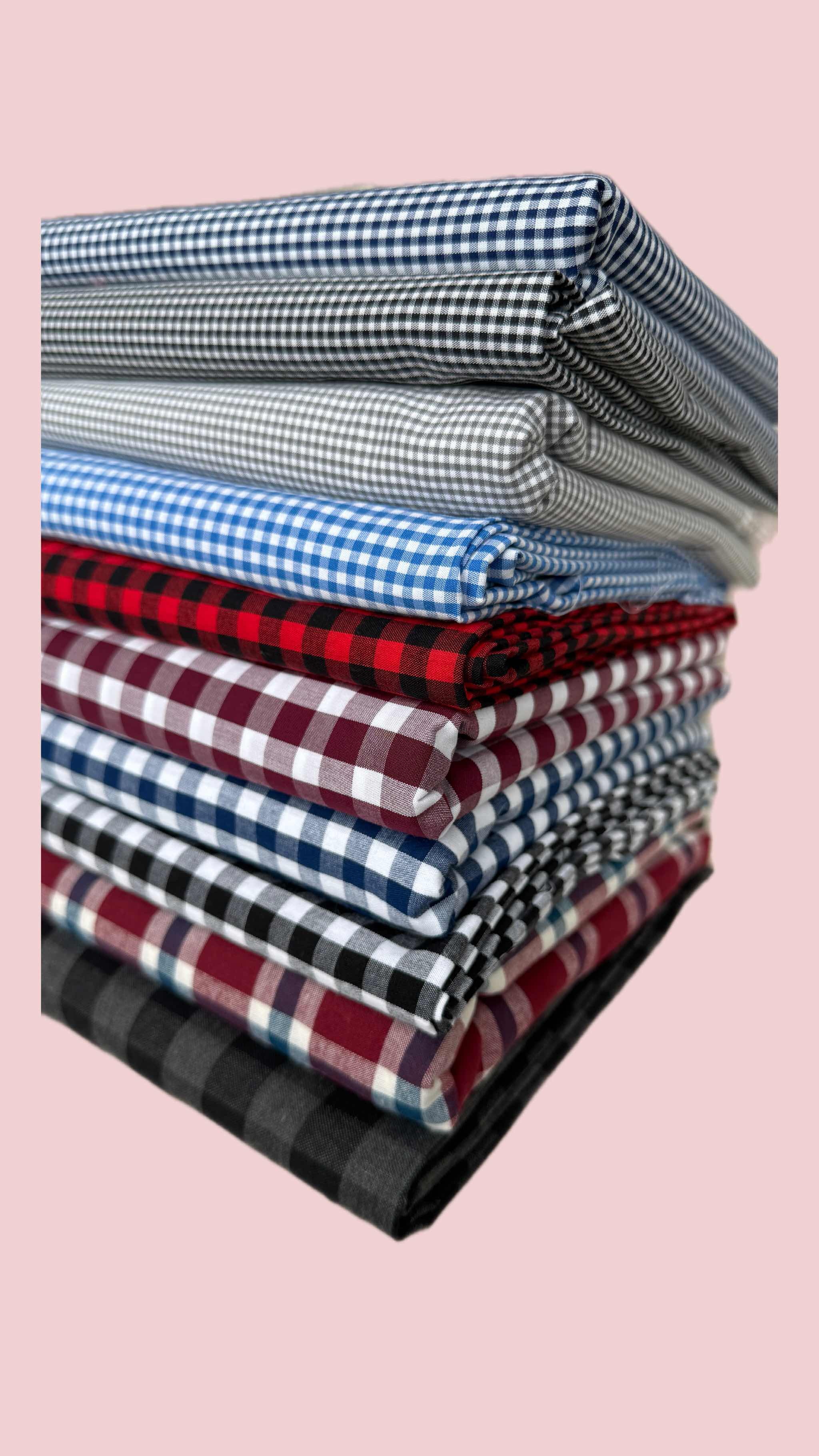 Vải Kate caro, Thô cotton caro - may áo sơ mi, bộ, đầm (dài 1m, khổ 1m45, vải cắt liền)