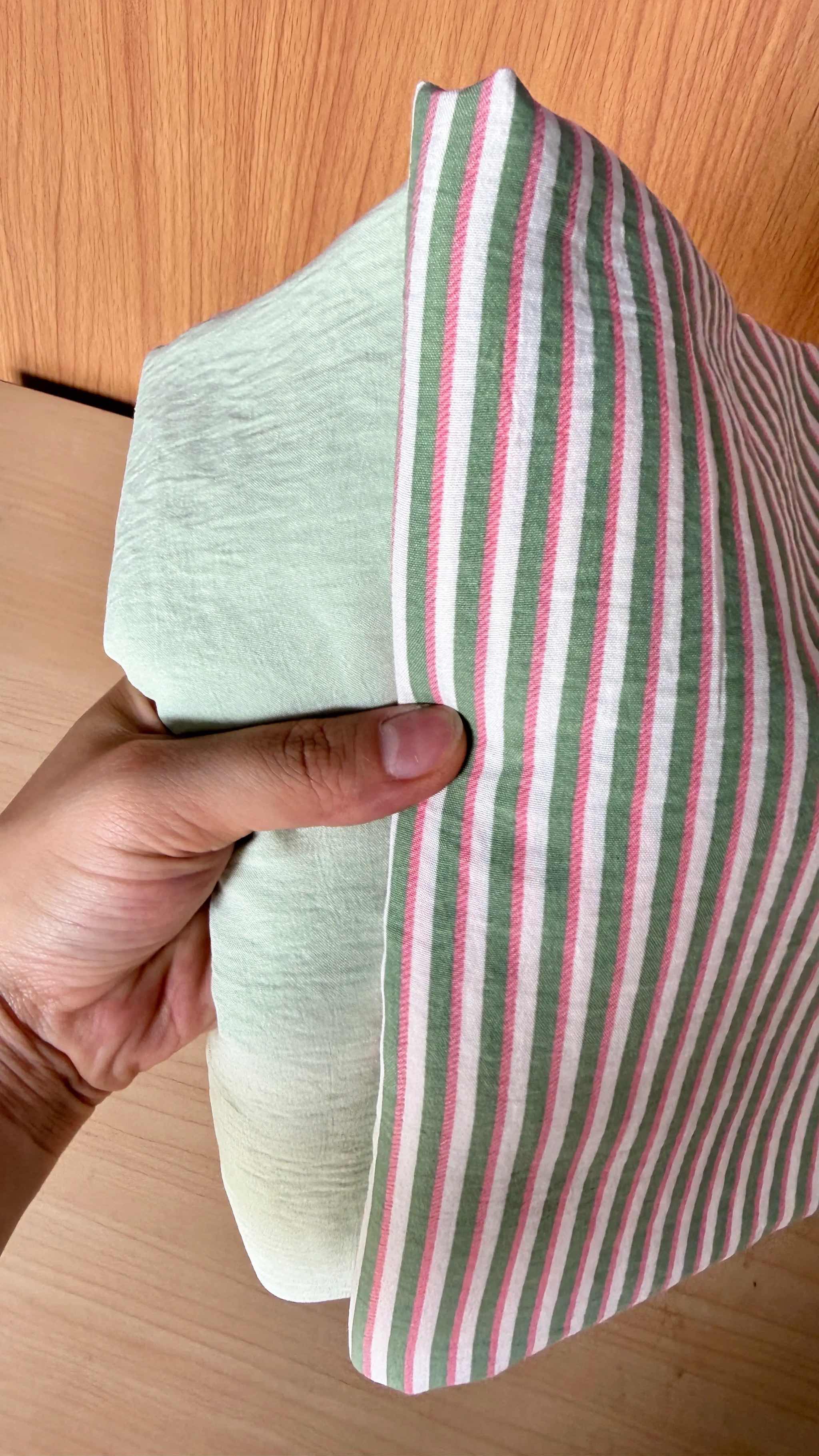 Vải Cotton hàn (đũi lạnh) sọc - may bộ, đầm, handmade, decor (dài 1m, khổ 1m6, vải cắt liền)